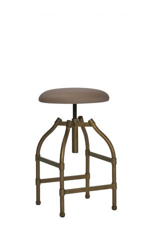 Wesley Allen's Dodge Industrial Backless Bar Stool in Brass Bisque Metal Finish