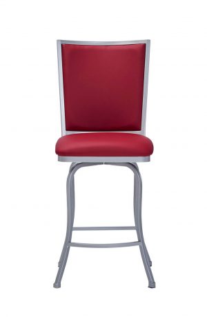 Wesley Allen's Morrison Transitional Silver Bar Stool with Red Cushion - Front View