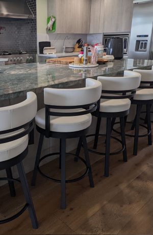 Amisco's Ronny Black Modern Swivel Counter Stools with White Cushion - in Modern Kitchen