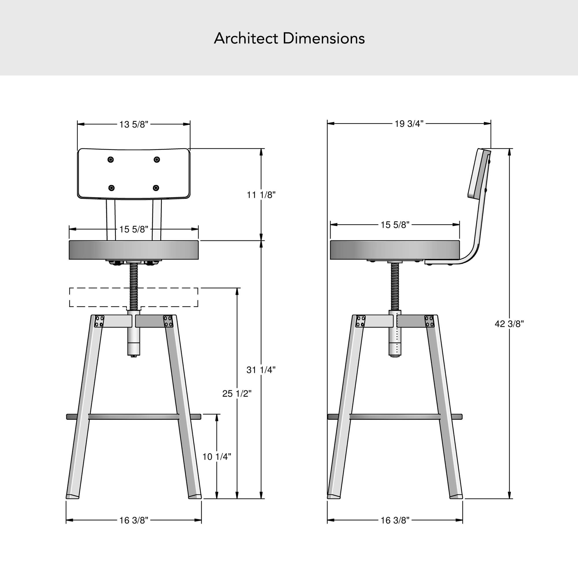 Architect Screw Stool by Amisco #40263