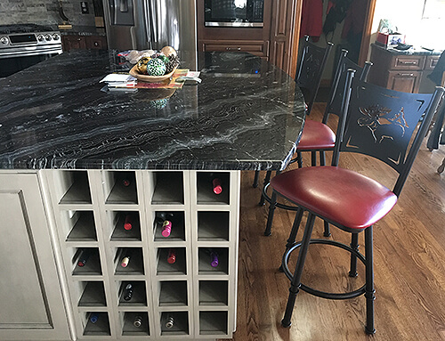 Trica's Creation Collection 1 Swivel Counter Stool in Cocoa metal finish and Red vinyl with Moose backrest