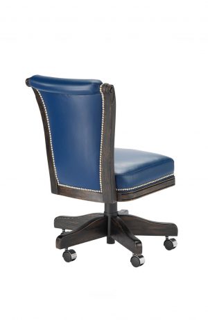 Darafeev's Classic Flexback Upholstered Oak Wood Game Chair with Nailhead Trim - Back View