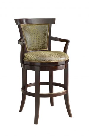 Leathercraft's Lowell 508 Traditional Wood Swivel Bar Stool with Arms