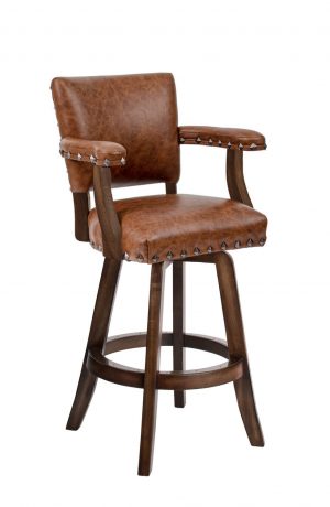 Darafeev's El Dorado Rustic Swivel Wood Bar Stool with Arms and Flared Legs