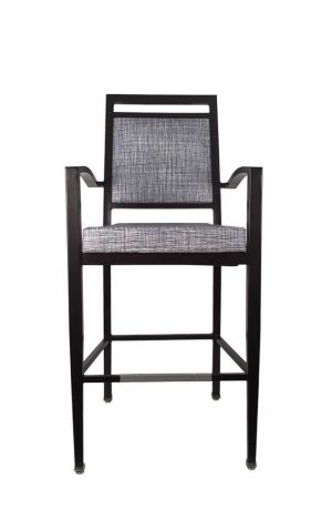 IH Seating's Aiden Transitional Black Metal Bar Stool with Arms and Back Handle - Front View