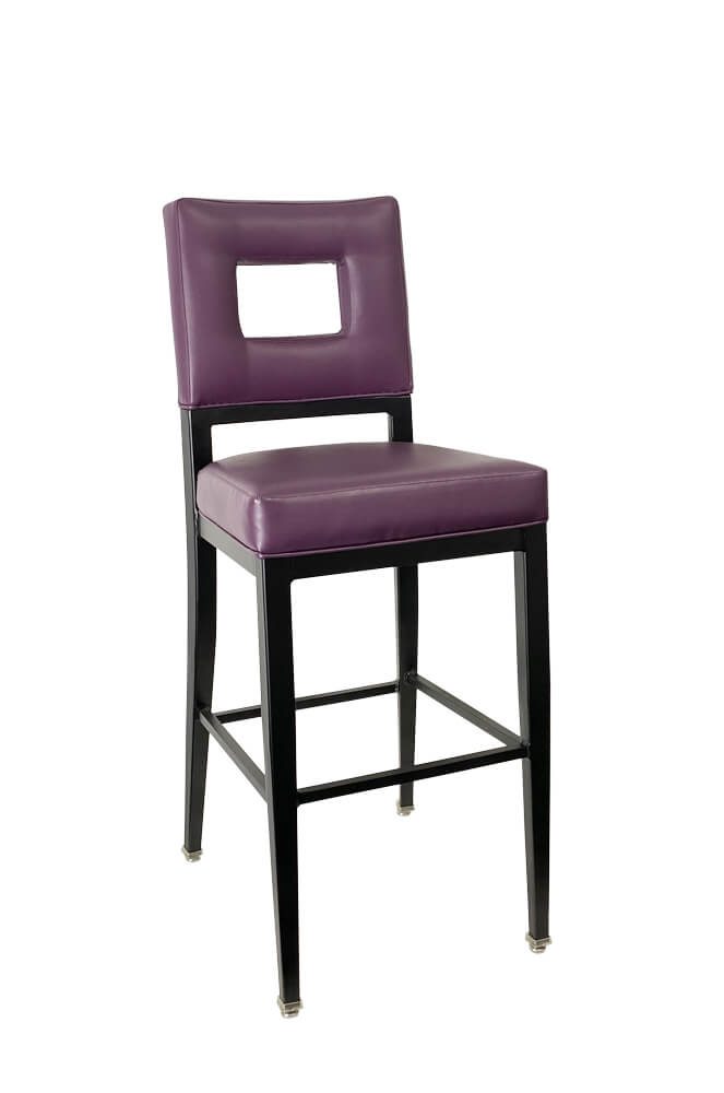 IH Seating Nova Modern Purple Upholstered Bar Stool with Square Back