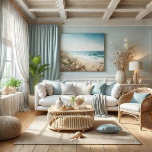 Coastal Beach Theme Living Room Interior