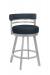 Wesley Allen's Miramar Swivel Stool in Light Silver Metal and Blue Fabric