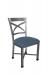 Wesley Allen's Edmonton Silver Palladium Dining Chair with Casters and Blue Seat Cushion