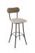 Amisco's Bean Swivel Bar Stool with Bean Shaped Wood Backrest and Square Seat Cushion