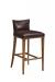 Leathercraft's Charlie Low Back Bar Stool - in Cognac Wood Finish and Brown Leather