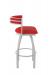 Holland's Artemis Modern Silver Swivel Bar Stool with Low Back in Red - Side View