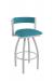 Holland's Artemis Modern Silver Swivel Bar Stool with Low Back in Blue