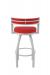 Holland's Artemis Modern Silver Swivel Bar Stool with Low Back in Red - Back View