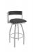 Holland's Artemis Modern Silver Swivel Bar Stool with Low Back in Black