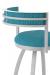 Holland's Artemis Modern Silver Swivel Bar Stool with Low Back in Blue - Back View