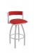 Holland's Artemis Modern Silver Swivel Bar Stool with Low Back in Red